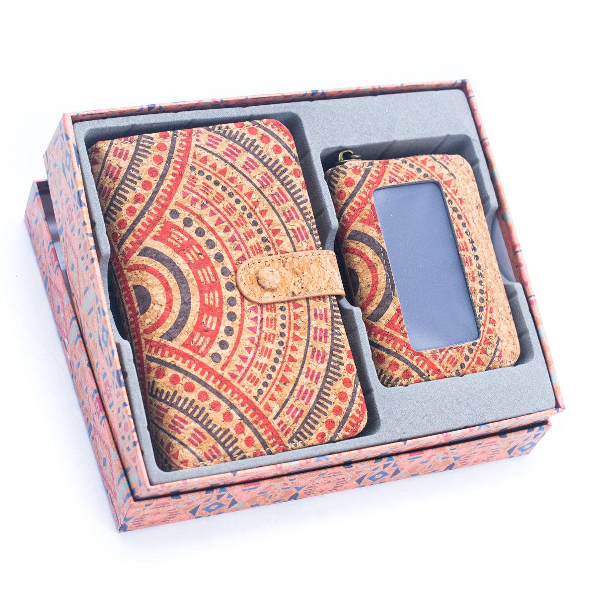 Geschenkbox aus Naturkork, 2-teilig, Abstrakt